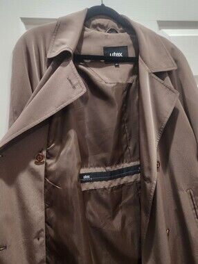Utex Taupe Brown Double-Breasted Trench Coat